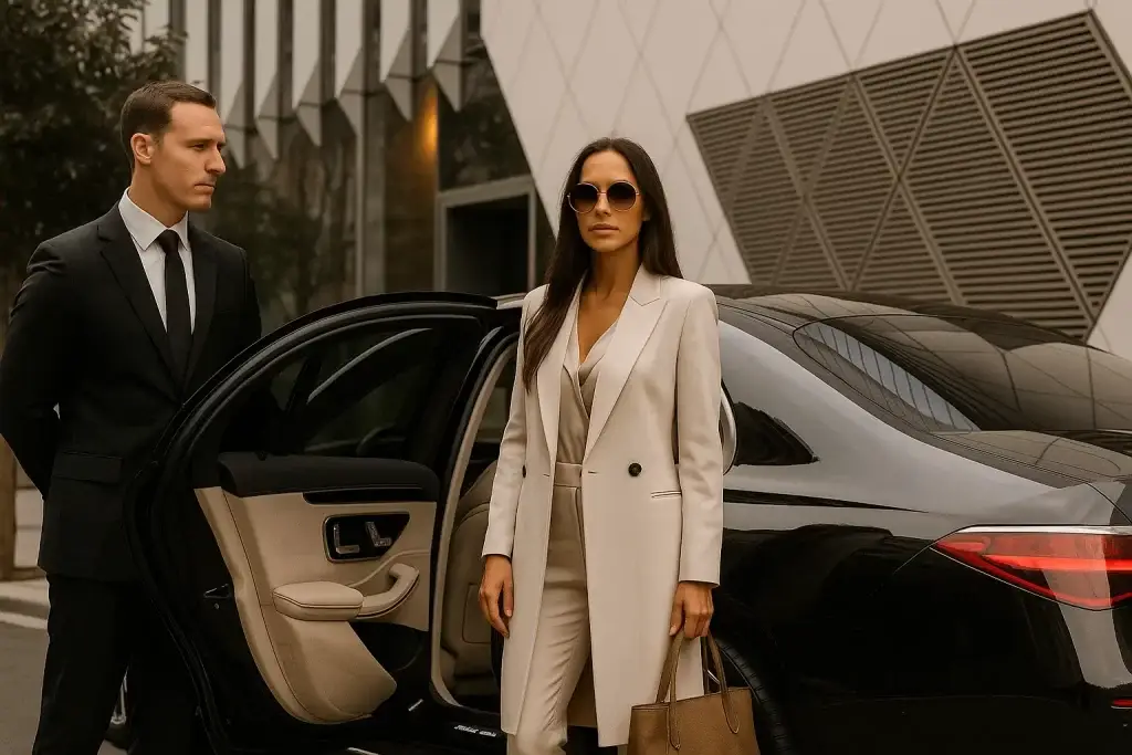 Dirigeant sortant d'une Mercedes Classe S