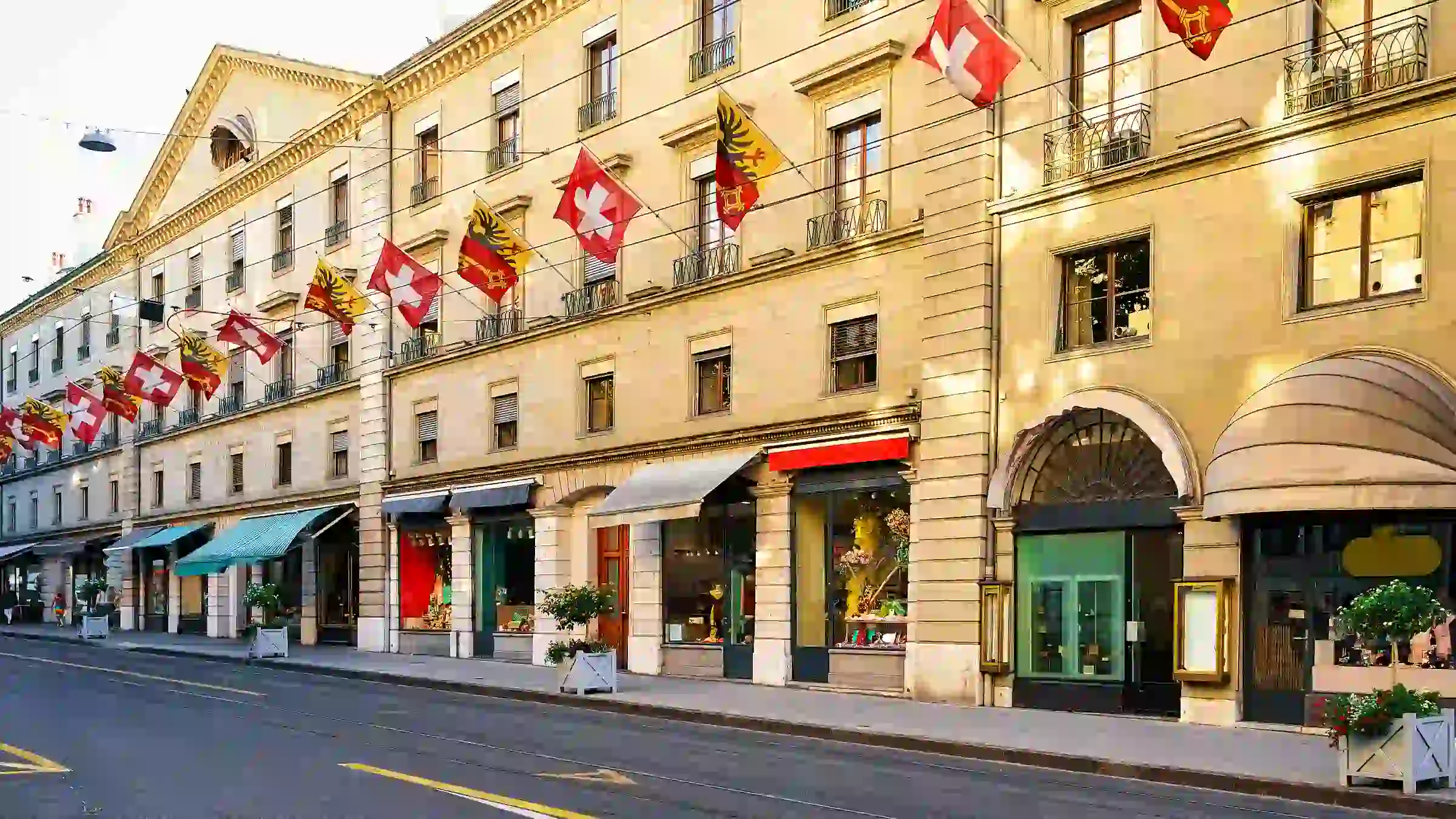 Rue du Rhône Geneva — luxury watch boutiques and designer stores
